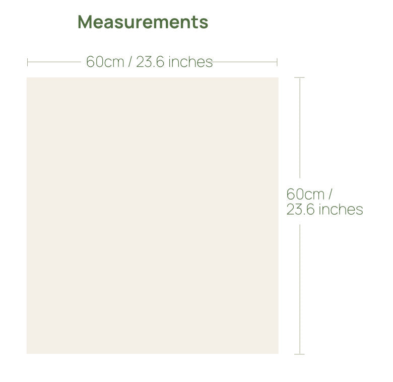 Measurements of artwork 60cm/23.6 inches by 60cm/23.6 inches